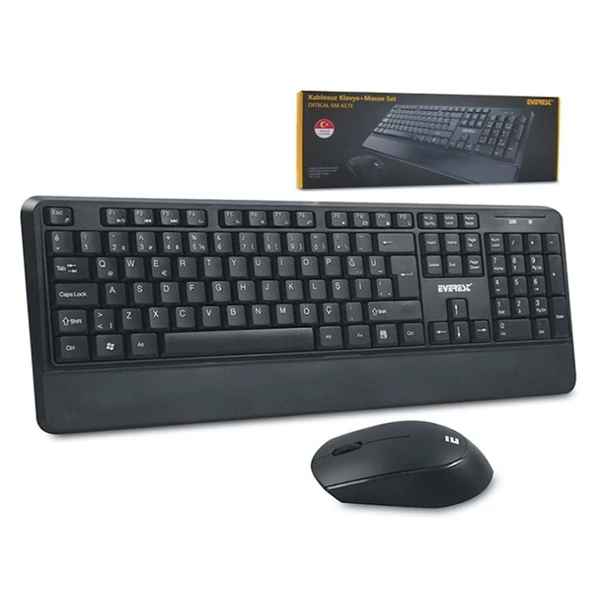 Everest KM-6176 OFFICAL Siyah Kablosuz Combo Q Multimedia Klavye + Mouse Set 24076