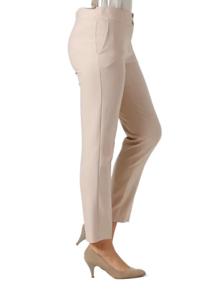 Kadın Kumaş Pantolon Cep Detaylı Bilek Boy 1712-Bej - 4