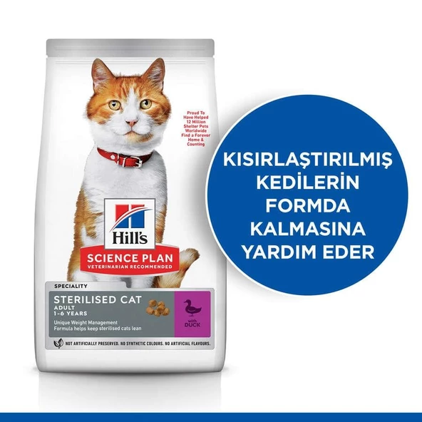 Hills Sterilised Duck Ördekli Kısırlaştırılmış Kedi Maması 3 Kg - Resim 4