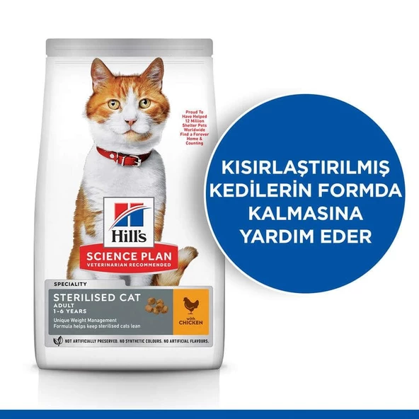 Hills Tavuk Etli Kısırlaştırılmış Yetişkin Kedi Maması 10 Kg - Resim 3