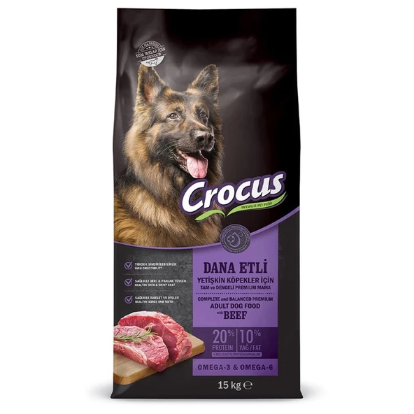 Crocus Biftekli Pirinçli Yetişkin Köpek Maması 15 Kg ürün görseli