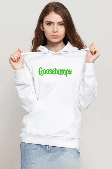 Goosebumps Lettern Beyaz Kadın 3ip Kapşonlu Sweatshirt ürün görseli