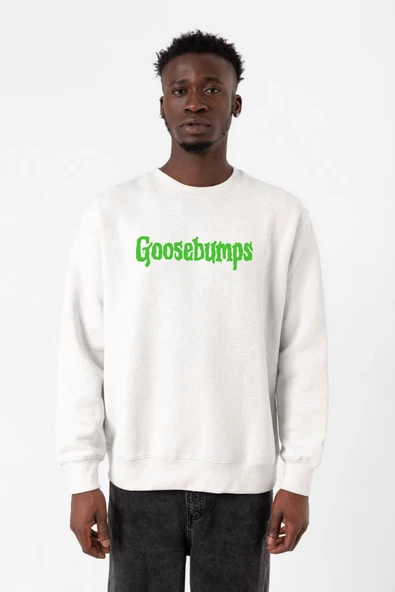 Goosebumps Lettern Beyaz Erkek 2ip Sweatshirt