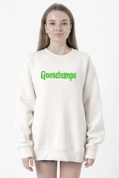 Goosebumps Lettern Beyaz Kadın 2ip Sweatshirt