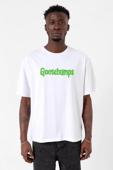 Goosebumps Lettern Beyaz Erkek Oversize Tshirt ürün görseli