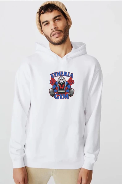 He Man Etheria Gym 1985 Beyaz Erkek 3ip Kapşonlu  Sweatshirt