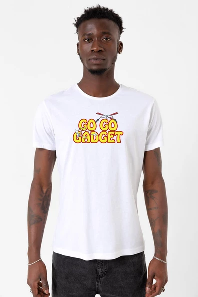 Inspector Gadget Go Go Gadget Beyaz Erkek Bisikletyaka Tshirt ürün görseli