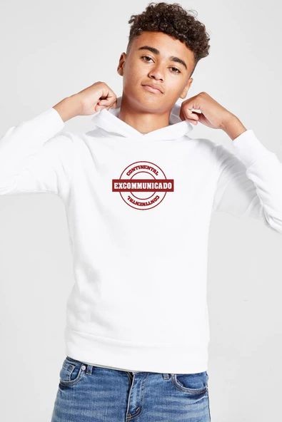 John Wick Continental Excommunicado Beyaz Çocuk 3ip Kapşonlu  Sweatshirt