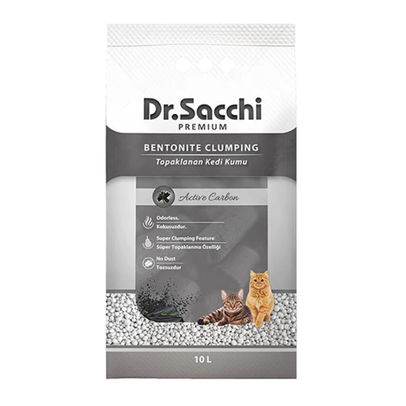 Dr.Sacchi Aktif Karbonlu Bentonit Kedi Kumu 10 Lt