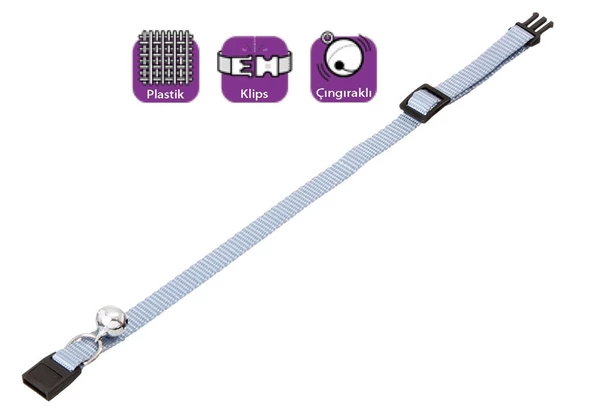 Karlie Boyun Tasma Çıngıraklı 30 Cm Mavi