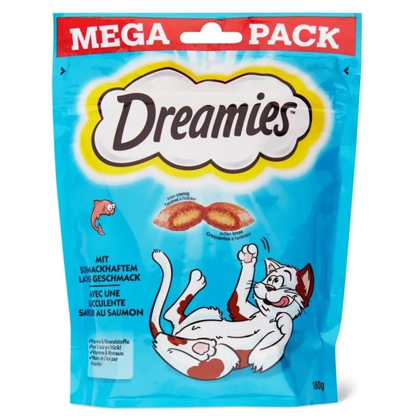 Dreamies Mega Pack İç Dolgulu Somonlu Kedi Ödül Bisküvisi 180gr ürün görseli