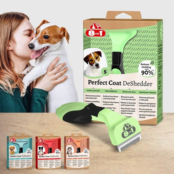 8in1 Perfect Coat DeShedder Furminator Küçük Irk Köpek Tarağı Small - Resim 4