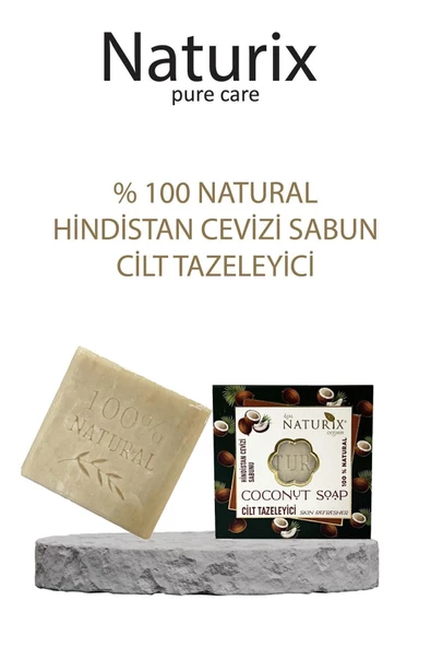 Natural Hindistan Cevizi Sabunu Cilt Tazeleyici Sivilce Siyah Nokta Karşıtı Coconut Soap 125 gr