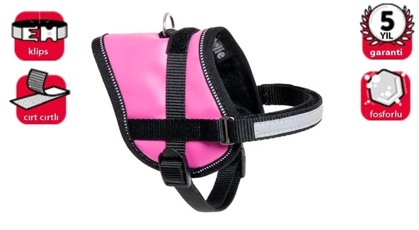Karlie Reflektörlü Göğüs Tasma XS 31-40cm Pembe Renkli
