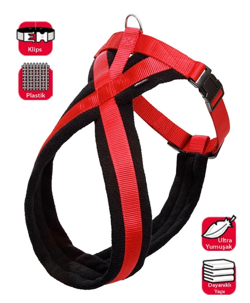 Karlie Göğüs Tasma Ymş. Gçl. 70-90 Cm Siyah-Kırm.