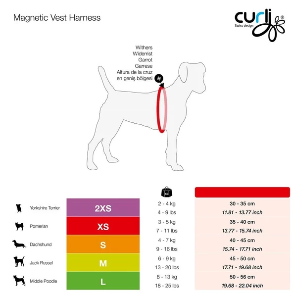 Curli Magnetic Vest Köpek Göğüs Tasması Air-Mesh Kırmızı 2XS - 2