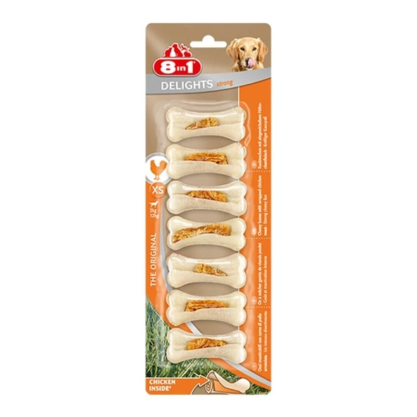 8 İn 1 Delights Strong XS Köpek Çiğneme Xs Kemik (7 Adet) 140Gr ürün görseli