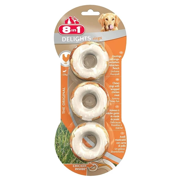 8in1 Delights Rings Köpekler İçin Ağız Bakım Kemiği Halka 3 Adet ürün görseli
