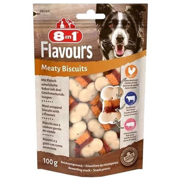 8in1 Flavours Meaty Biscuits Köpek Ödülü 100 Gr ürün görseli