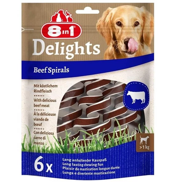 8in1 Smart Delights Beef Spirals Biftekli Burgu Köpek Ödülü 6lı ürün görseli