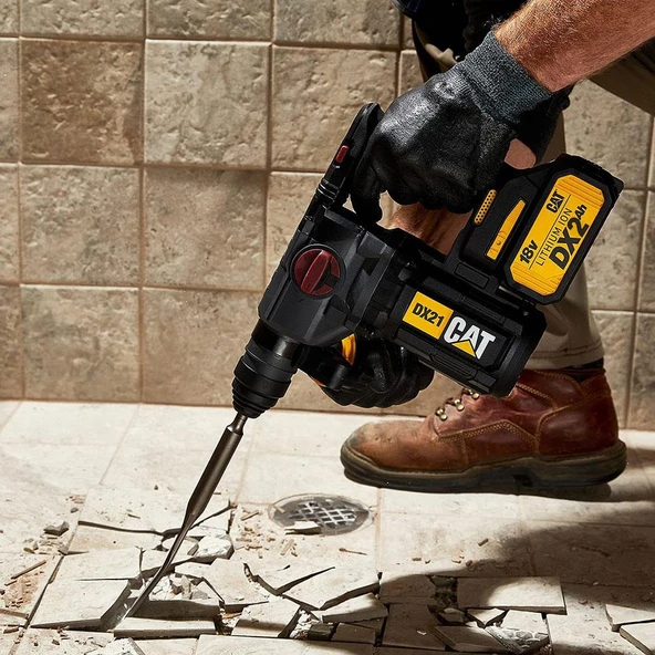 CAT DX21BC 18Volt 2.0Ah 2.2J Li-ion Tek Akülü Şarjlı Kömürsüz Profesyonel SDS-Plus Pnömatik Kırıcı/Delici - 4