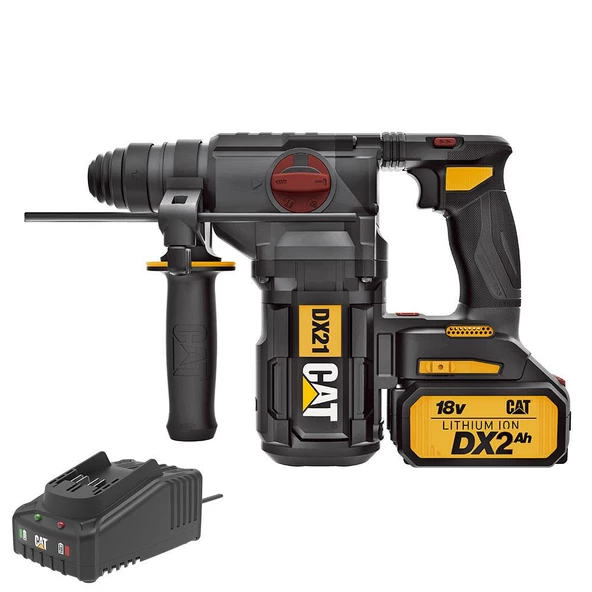CAT DX21BC 18Volt 2.0Ah 2.2J Li-ion Tek Akülü Şarjlı Kömürsüz Profesyonel SDS-Plus Pnömatik Kırıcı/Delici - 2