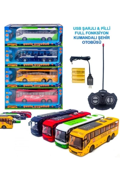 Uzaktan Kumandalı Işıklı Şarjlı Full Fonksiyonlu Otobüs - 1:30 Ölçek - 4