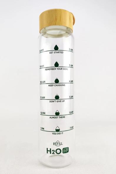 Digithome H2O Fit Bambu Kapaklı Cam Matara 1000 Ml - H2O75992 C1-1-18 - 3