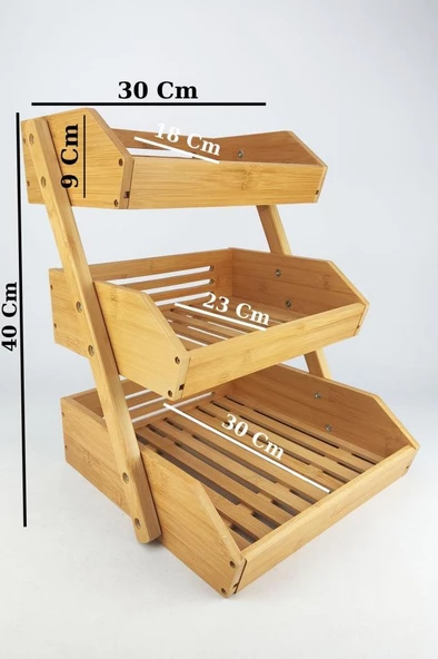 Digithome 3 Katlı Bambu Banyo ve Makyaj Organizer Düzenleyici Kahverengi - MIEN-670 C1-1-289 - 5