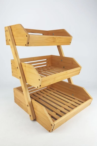 Digithome 3 Katlı Bambu Banyo ve Makyaj Organizer Düzenleyici Kahverengi - MIEN-670 C1-1-289 - 4