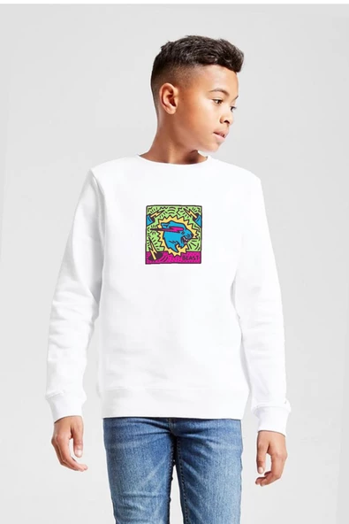 Mr Beast Doodle Beyaz Çocuk 2ip Sweatshirt