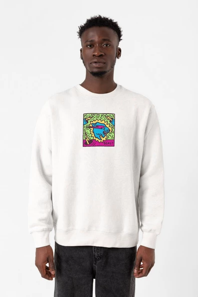 Mr Beast Doodle Beyaz Erkek 2ip Sweatshirt