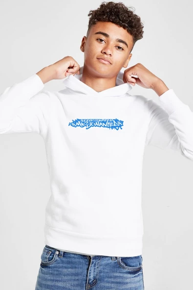 Need For Speed Most Wanted Beyaz Çocuk 3ip Kapşonlu  Sweatshirt