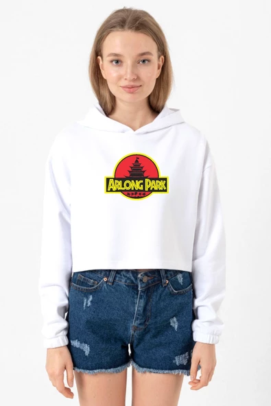 One Piece Anime Arlong Park Beyaz Optik Kadın Crop Kapşonlu ürün görseli