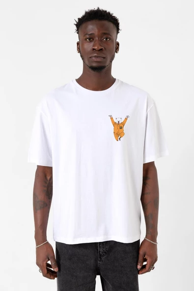 One Piece Anime Bepo Beyaz Erkek Oversize Tshirt