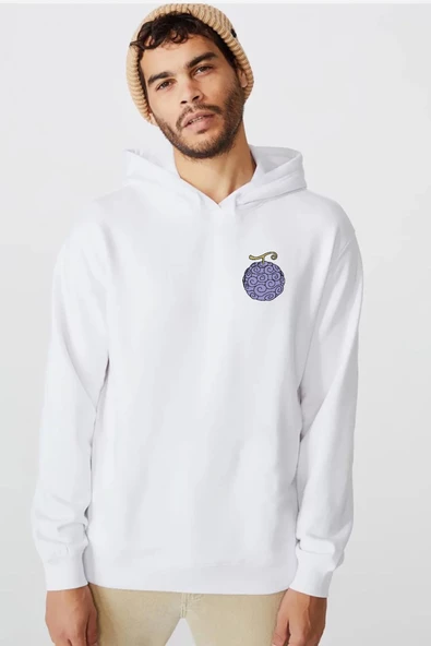 One Piece Anime Gomu Gomu Devil Fruit Beyaz Erkek 3ip Kapşonlu  Sweatshirt