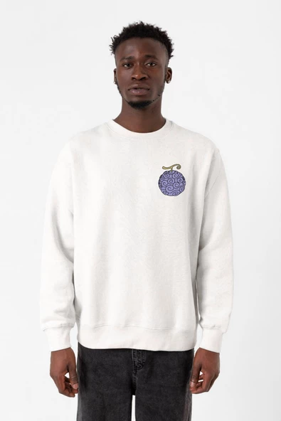 One Piece Anime Gomu Gomu Devil Fruit Beyaz Erkek 2ip Sweatshirt