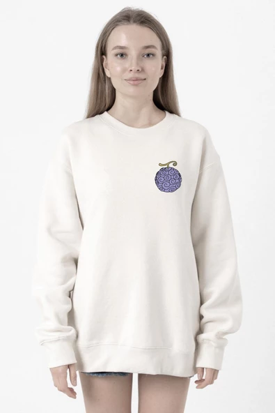 One Piece Anime Gomu Gomu Devil Fruit Beyaz Kadın 2ip Sweatshirt ürün görseli