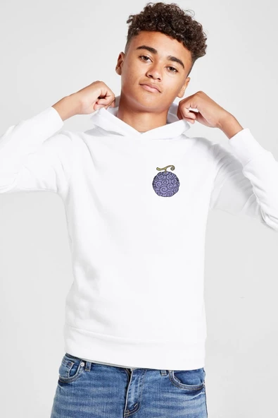One Piece Anime Gomu Gomu Devil Fruit Beyaz Çocuk 3ip Kapşonlu  Sweatshirt