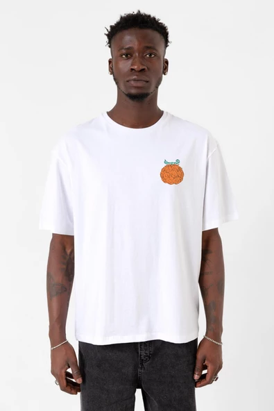 One Piece Anime Mera Mera Devil Fruit Beyaz Erkek Oversize Tshirt - 1