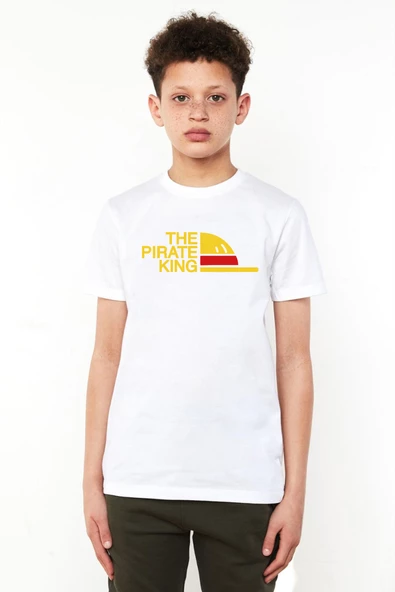 One Piece Anime Luffy The Pirate King Beyaz Çocuk Bisikletyaka Tshirt