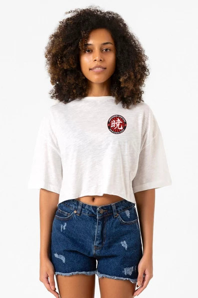 One Piece Anime Ninja Org. N.S Beyaz Kırçıllı Kadın Crop Tshirt