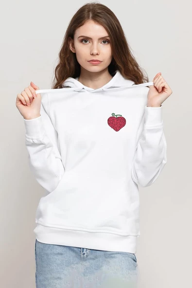 One Piece Anime Ope Ope Devil Fruit Beyaz Kadın 3ip Kapşonlu Sweatshirt - 1