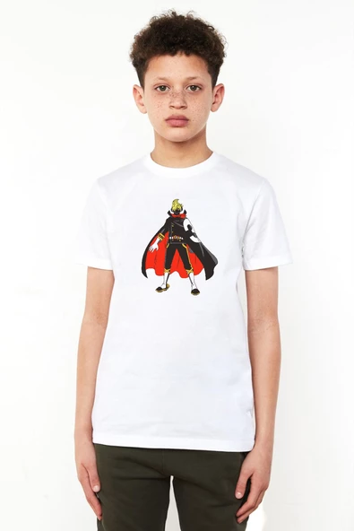 One Piece Anime Sanji Beyaz Çocuk Bisikletyaka Tshirt