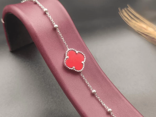 Van Cleef Modeli Akik Taşlı Gümüş Kadın Bileklik 100176