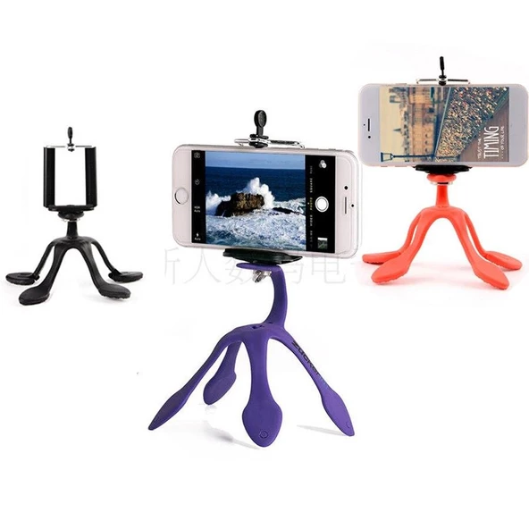 Esnek Kıvrılabilir Elastik Mini Ahtapot Tripod Stand-Pembe - 2