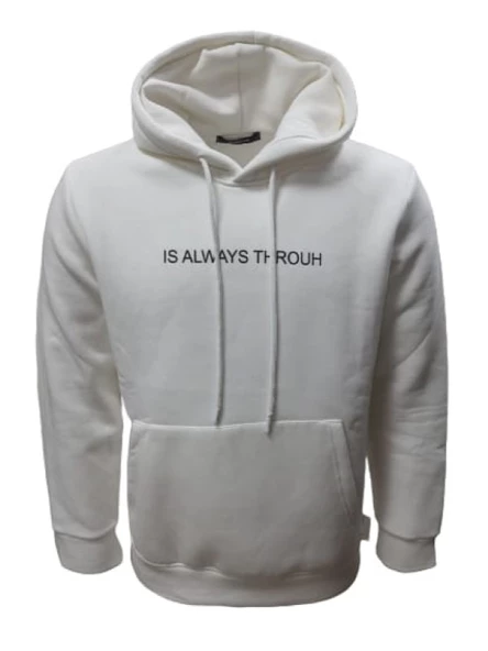 Tarz Cool T01221 Erkek Pamuklu Kapüşonlu Şardonlu Baskılı Üç İplik Sweatshirt - 3