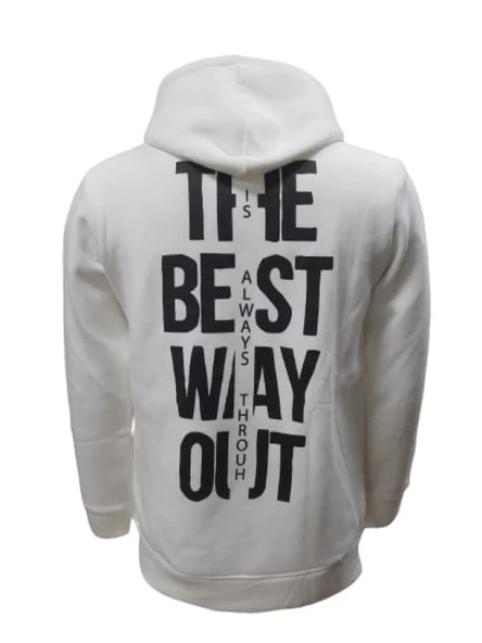 Tarz Cool T01221 Erkek Pamuklu Kapüşonlu Şardonlu Baskılı Üç İplik Sweatshirt - 4