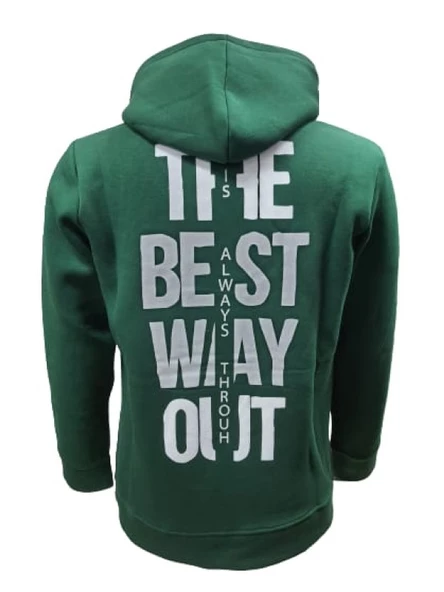 Tarz Cool T01221 Erkek Pamuklu Kapüşonlu Şardonlu Baskılı Üç İplik Sweatshirt - 2