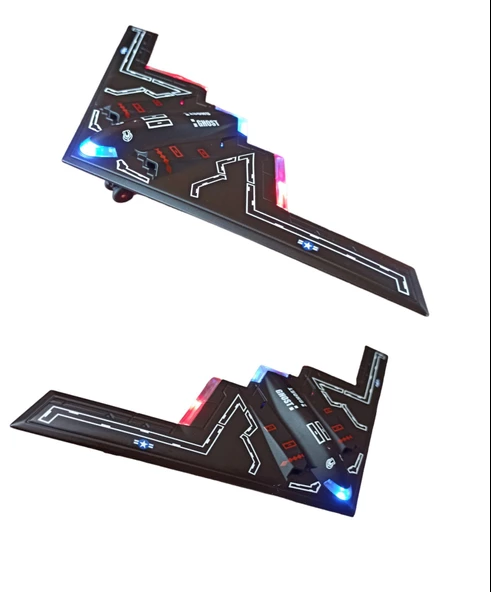 Oyuncak Metal Hayalet Savaş Uçağı Çek Bırak Işıklı Sesli Hayalet Savaş Uçağı 28x13cm.Siyah - 3